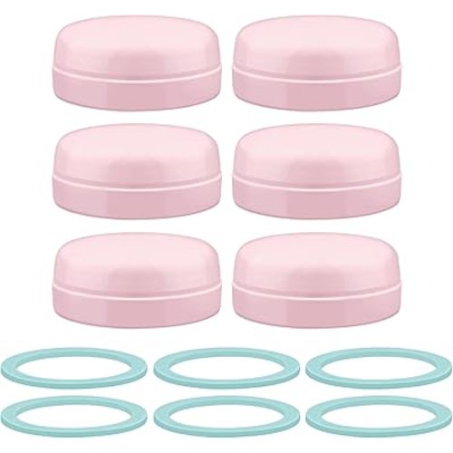 Maymom Solid Lids Aka Travel Caps w/Sealing Ring Compatible with Avent Bottle; Cap Replace Avent Natural Bottle Screw Ring n Sealing Disc; Fit Avent Anti-colic Polypropylene, Glass Bottle, Avent Pink