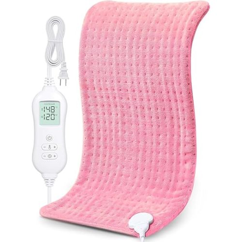 NOWWISH Valentines Day Gifts for Her, Heating Pad for Back Pain & Cramps Relief, Pink Moist Heat Pad for Neck & Shoulder, Auto Shut Off, Machine Washable, Gifts for Women, 12"x 24" Pink