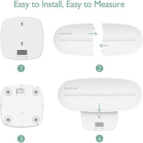 Momcozy Baby Scale, Multi-Function Scale for Body Weight and Height Measure, Curved Removable Tray, Large Capacity for Newborns&Adult &Pet , whole Family, 5 Units, Perspectives Switch,Auto-Off