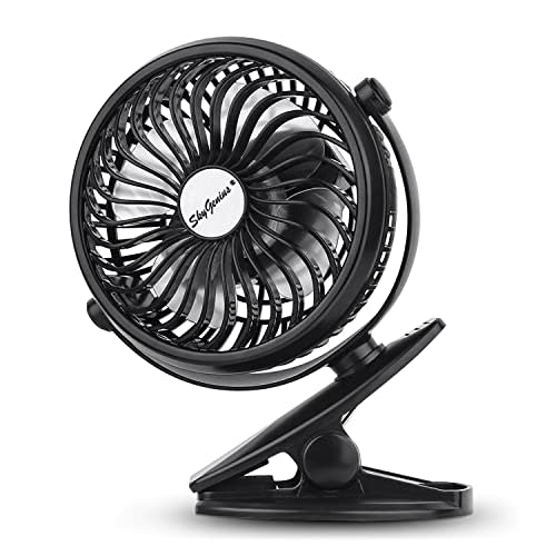 SkyGenius USB Operated Clip on Mini Desk Fan, Black