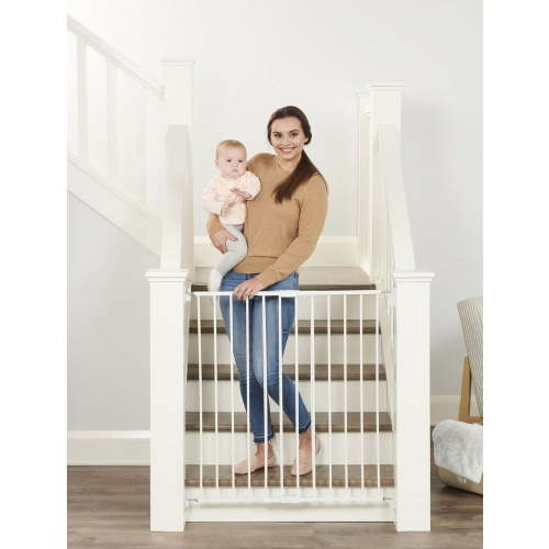 Regalo 2-in-1 Extra Tall Easy Swing Stairway and Hallway Walk Through Baby Gate, White