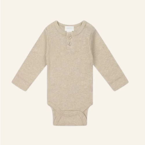 COTTON MODAL LONG SLEEVE BODYSUIT 0-3m / biscuit marle