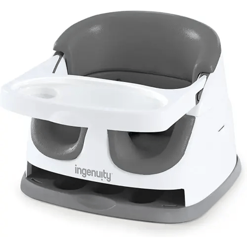 Ingenuity Baby Base 2-in-1 Booster Feeding and Floor Seat with Self-Storing Tray - Slate