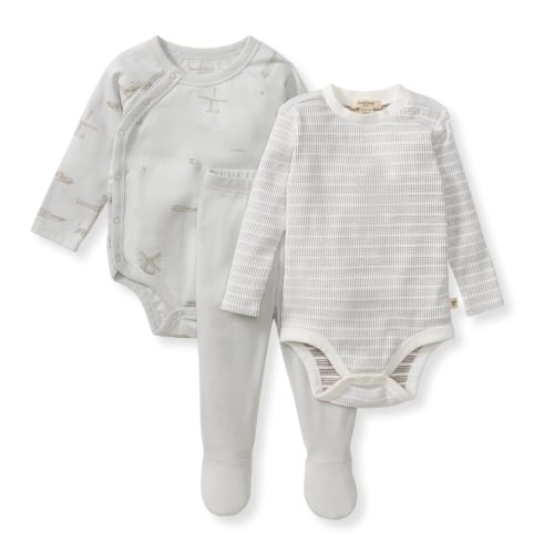 Amsterdam 3 Piece Bodysuit & Pant Set - Morning Blue – Burt's Bees Baby