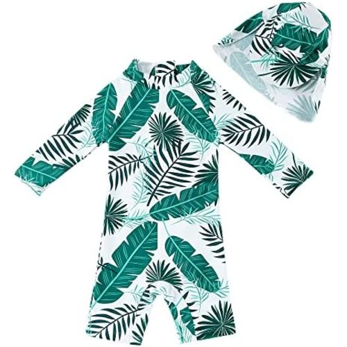 upandfast Baby/Toddler Swimsuit UPF 50+ Sun Protection One Piece Zipper Bathing Suit with Sun Hat Infant Beach Swimwear