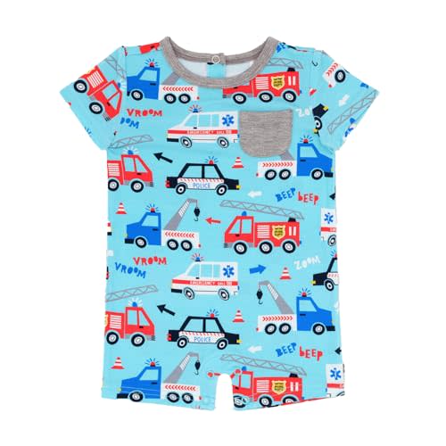 Little Sleepies Short Sleeve Pocket Shorty Romper for Boys, Soft Viscose from Bamboo One Piece, Baby Clothes