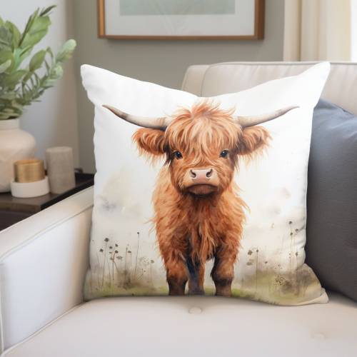 Highland Cow Throw Pillow Gift, Highland Cow Baby Nursery Decor, Baby Shower Cute Cow Gift, Cow Baby Decoration Pillow, Highland Cow Bedding