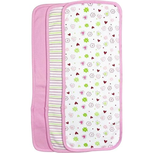 Spasilk Baby 3 Pack 100% Cotton Burp Cloths for Newborn Boys and Girls, Pink Flower, One Size