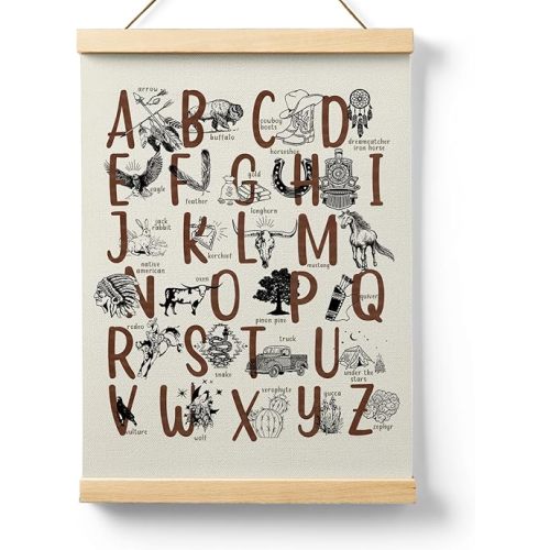 Ryeolo Cowboy Alphabet Wooden Poster Hanger Frame 12.5x17 Inch,Western Cowboy Cowgirl Hanger Frame,Cowboy Nursery Decor,Western Nursery Decor,Western Nursery Decor Boy