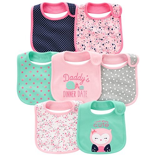 Simple Joys by Carter's Baby Girls' Teething Bibs, Pack of 7