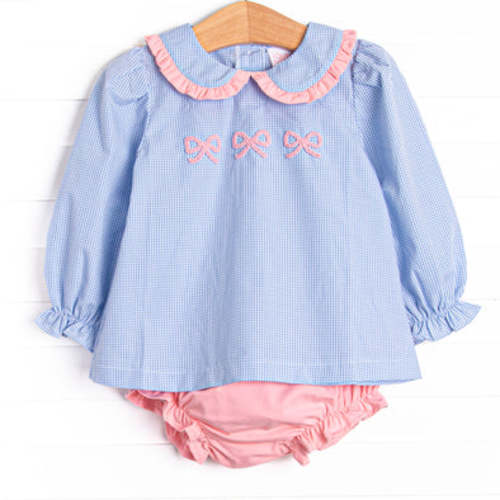 French Knot Frills Embroidered Diaper Set, Blue – Stitchy Fish