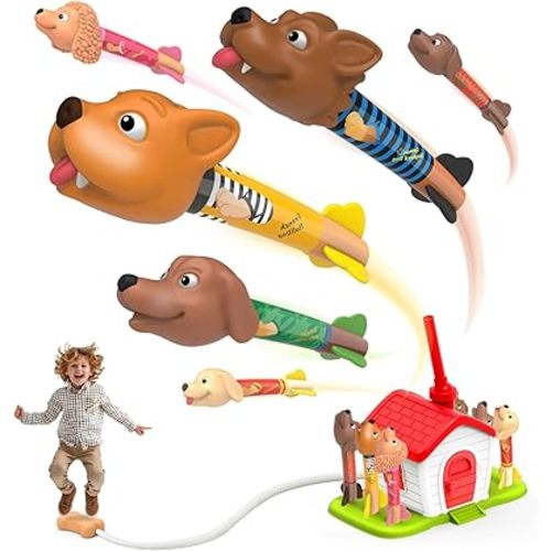 Dog Rocket Launcher for Kids, Stomping Launch up Toys, Birthday Gifts for Boys Girls Ages 3 & Up, Outdoor Toys for Kids