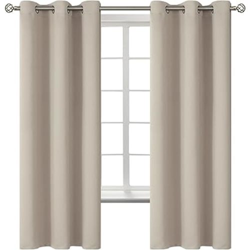 BGment Room Darkening Curtains 63 Inches Long - Grommet Thermal Insulated Drapes Window Treatment Curtains for Bedroom, 2 Panels, 42 x 63 Inch, Camel