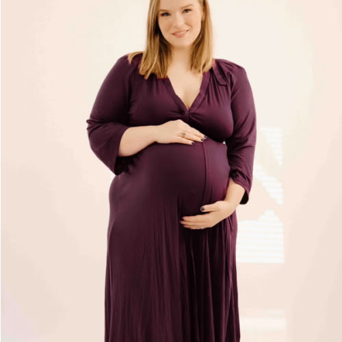 Lila Labor & Postpartum Gown in Plum