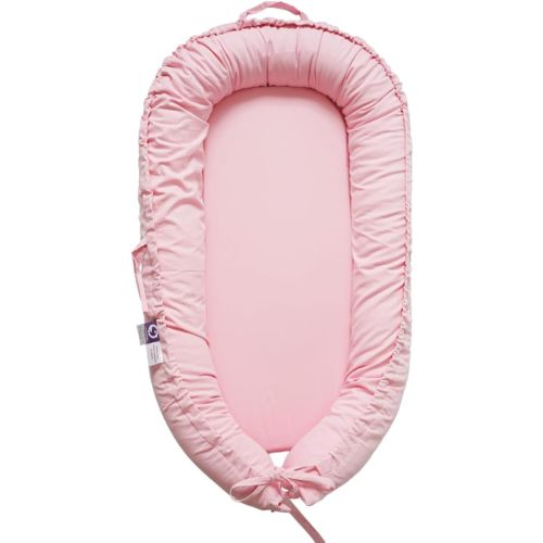 Infant Lounger, Baby Nest Cover for Baby Girls & Boys, Newborn Essentials for Baby 0-12 Months, 100% Cotton Breathable, Portable Travel Bed (Misty Rose)