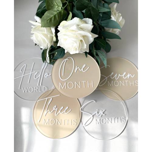 Acrylic Baby Milestones - 5 INCH - Milestone Disks - Baby Props - Monthly Milestones - Photography