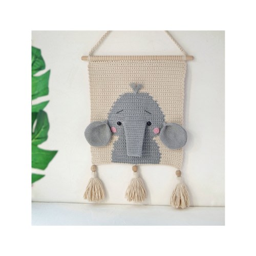 Elephant wall hanging for nursery room, Safari animal wall decor for kids room, Jungle nursery wall art