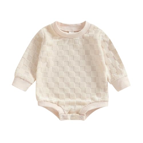 Douhoow Baby Sweatshirt Romper Plaid Baby Girl Boy Romper Checkerboard Baby Bodysuit Fall Winter Festival Clothes