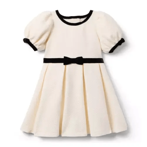 Girl Nutmeg Cream Quilted Bow Dress by Janie and Jack