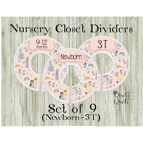 Disney Princesses Closet Dividers,Tiana, Cinderella, Ariel, Rapunzel, Mulan, Jasmine, Snow White,Baby Shower, Baby Shower,Baby Nursery Gift