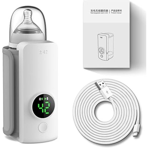 Portable Baby Bottle Warmer for Travel,Long-Lasting Warming up to 5H,Large Capacity Battery-Powered & Rechargable,Comfortable Baby Feeding. Note:Not for Fast Heating Cold Milk