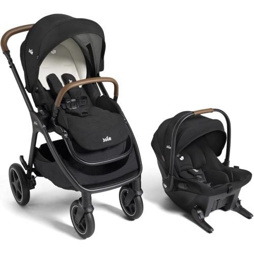 Joie Kava 3-in-1 Stroller and Mint Latch Car Seat Travel System with Reversible Seat, All-Wheel Suspension, and Flex in-Seat Comfort (Shale)