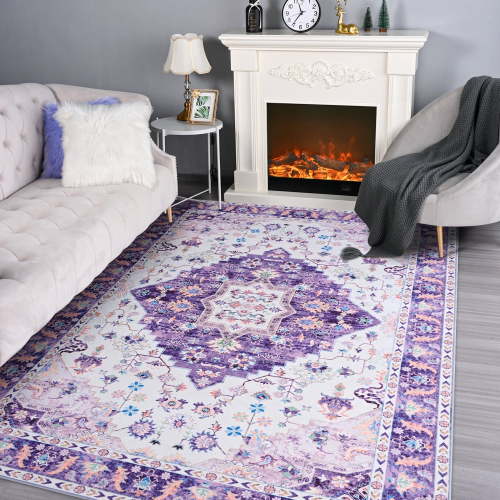 Noahas Vintage Area Rug Modern Bohemian Rug, Purple, 4' x 6'