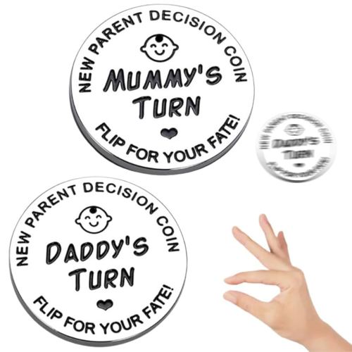 Baby Gift New Parents Decision Coin, Pregnancy Gifts New Born Baby Bifts, New Parents Gifts Couples Gift Ideas for First Time to be Daddy Mummy for Thanksgiving Fathers Day, Double Sided