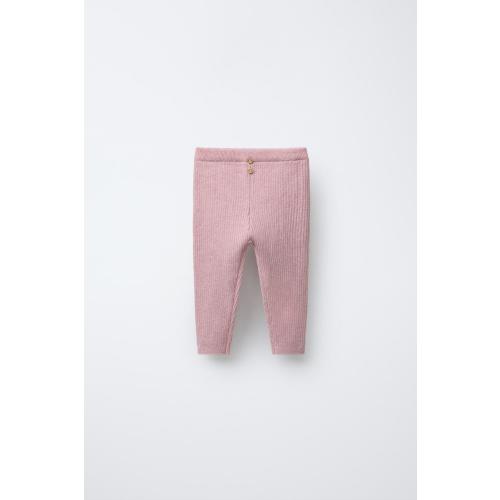 BUTTON RIBBED LEGGINGS - Pink | ZARA United States