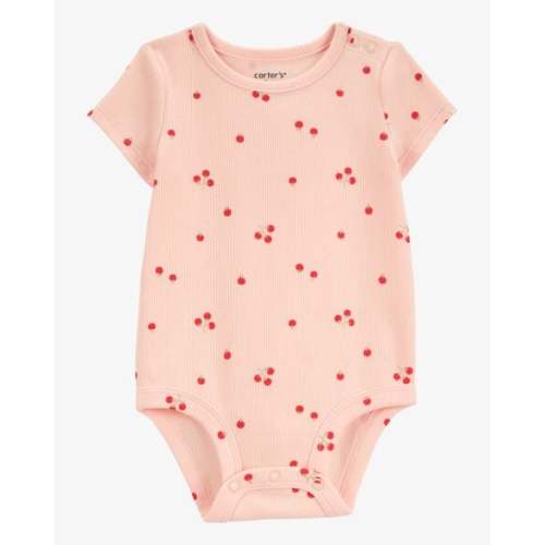 Baby Tomato Print Ribbed Short-Sleeve Bodysuit - Pink - Carter's | Carter's