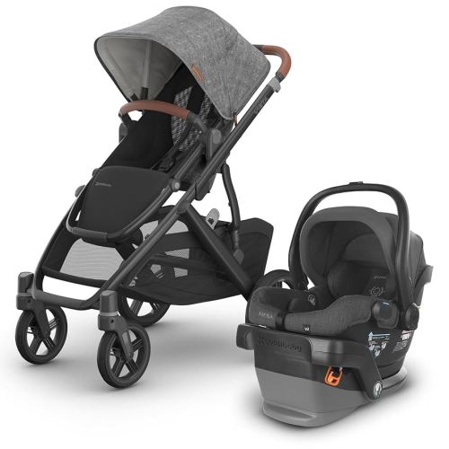 UPPAbaby Travel System - Vista V3 Stroller + Mesa V2 Infant Car Seat Combo - Toddler Seat, Rain Shield, Bug Shield, Storage Bag, Car Seat, Base + Infant Insert Included - Greyson (Charcoal Mélange)
