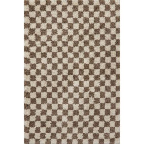 Nuloom Adelaide Checkered 4x6 Shag Indoor Area Rug For Living Room Bedroom Dining Room Nursery, Beige/brown