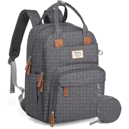 RUVALINO Diaper Bag Backpack, Multifunction Travel Back Pack Maternity Baby Changing Bags, Diaper Changing Totes, Waterproof and Stylish, Dark Gray