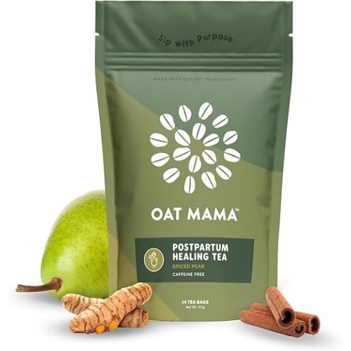OAT MAMA Postpartum Recovery Tea - Spiced Pear | Calming & Healing Tea for Hormone Balance | Organic Postpartum Support for Moms