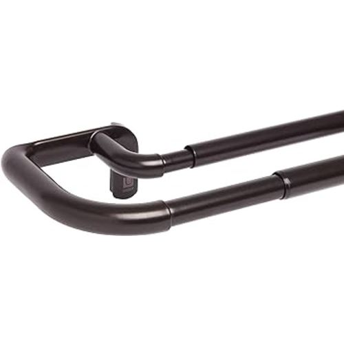Umbra 1005892-797-REM Twilight Double Curtain Rod Set – Wrap Around Design is Ideal for Blackout or Room Darkening Panels, 48-88 Inch (122-224cm), Dark Bronze