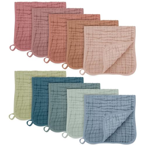 HIPHOP PANDA Muslin Burp Cloths, 10 Pack