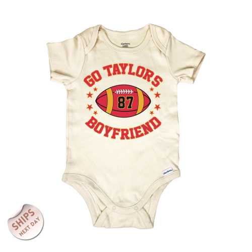 Go Taylors Boyfriend Romper, Game Day Bodysuit, Funny Football Romper, Cute Football Bodysuit, Baby Shower Gift, 2000057