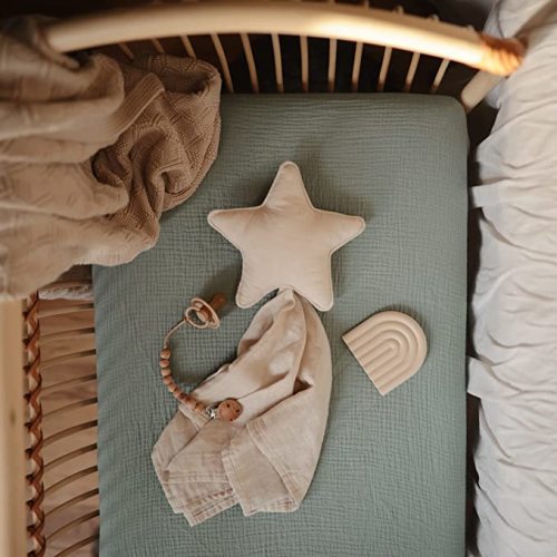 mushie Extra Soft Muslin Fitted Crib Sheet | 28"x 52" (Roman Green)