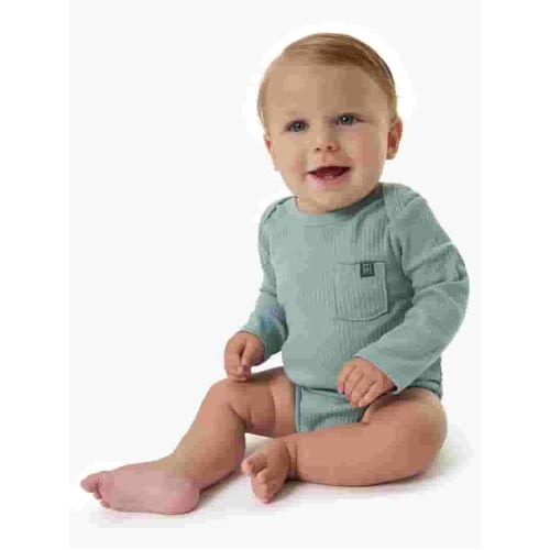 Modern Moments Baby Organic Long Sleeve Bodysuit, 0-24 Months, Comfortable Cotton Stretch
