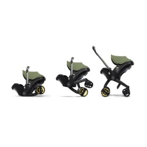 Doona Infant Car Seat + Latch Base Travel System - Desert Green: 17.2 lbs, Supports 4 lbs +, Rubber Tires
