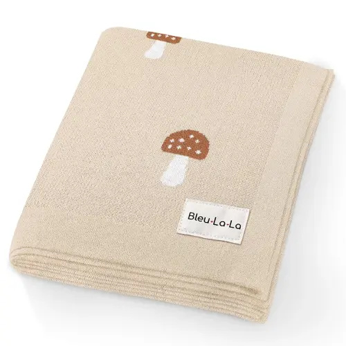 Unisex Baby Swaddle Blanket 100% Cotton Buttery Soft Cozy Receiving Swaddle Crib Stroller Blanket for Shower Gift Registry for Newborns, Infants, Toddlers (Mushroom - Cream)