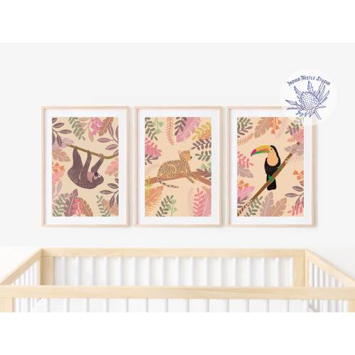 Boho Nursery Wall Art Prints, Safari Nursery Prints, Pink Nursery Prints, Boho Nursery Wall Art Decor, Blush Boho Safari Nursery Prints