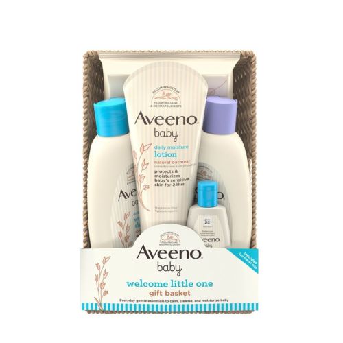 Aveeno Baby Welcome Little One Essentials Skincare Gift Set Includes Wash, Lotion & Wipes - 5ct
