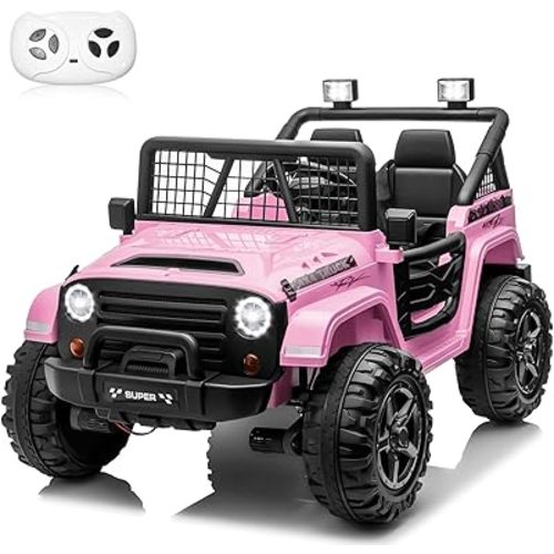 JOYRACER 24V Ride on Car with Remote Control, XL 2 Seater 4WD/2WD Switchable Electric Car for Kids | Pink