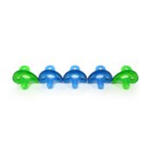 The First Years Gumdrop Pacifier, One Piece Silicone Design, Blue/Green - Newborn - 5 Pk