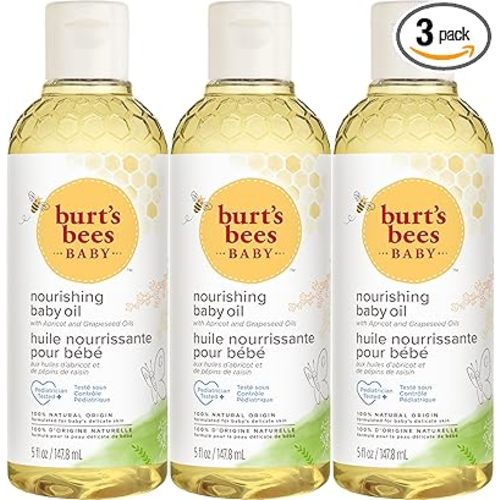Burt's Bees Baby Nourishing Baby Oil, Formulated for Delicate Skin, Pediatrician Tested, 100% Natural Origin Baby Skin Care, 5 Oz (Pack of 3)