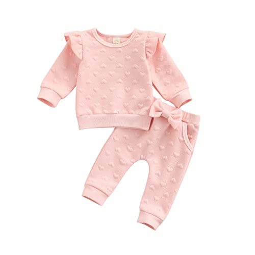Newborn Baby Boy Girl Clothes Gender Neutral Sweatsuit Unisex Solid Outfit Long Sleeve Warm Pullover Pant Set