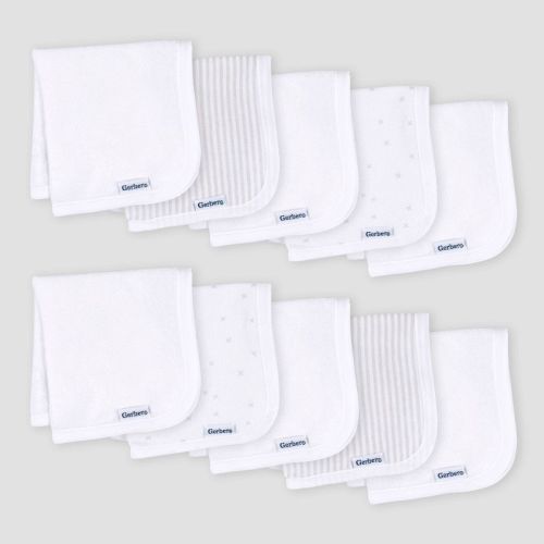 Gerber Baby 10pk Knit Washcloth - White