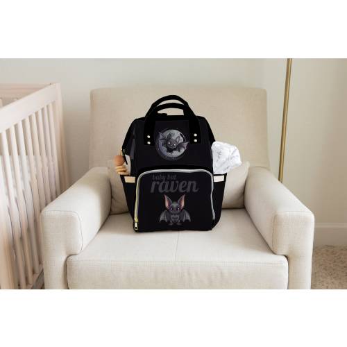 Goth Diaper Bag Backpack Celestial Bats Cute Witchy Baby Shower Gift Insulated Travel Bottle Cooler Gothic Moms Dads New Parents Newborns