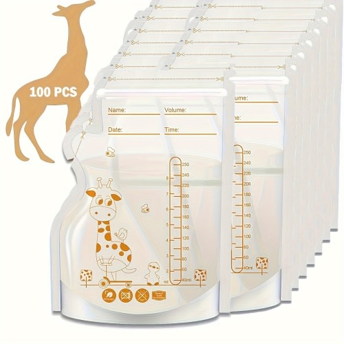100pcs Breastmilk Storage Bags, 8oz Breast Milk Storing Bags, BPA Free, Milk Storage Bags With Pour Spout For Breastfeeding, Self-Standing Bag, Space Saving Flat Profile, Halloween, Thanksgiving, Christmas Gift Easter Gift